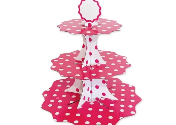 Alzate per dolci pois fucsia/bianco