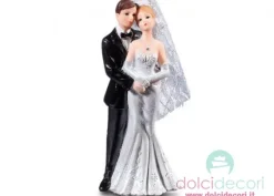 Cake topper 25° anniversario sposi argentati