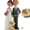 Cake topper sposi con cagnolino