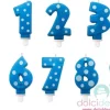 Candeline numero a pois turchese